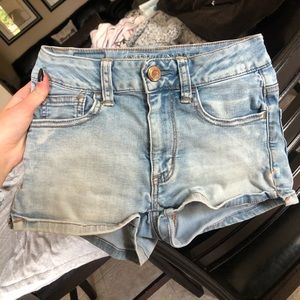 high rise denim shorts